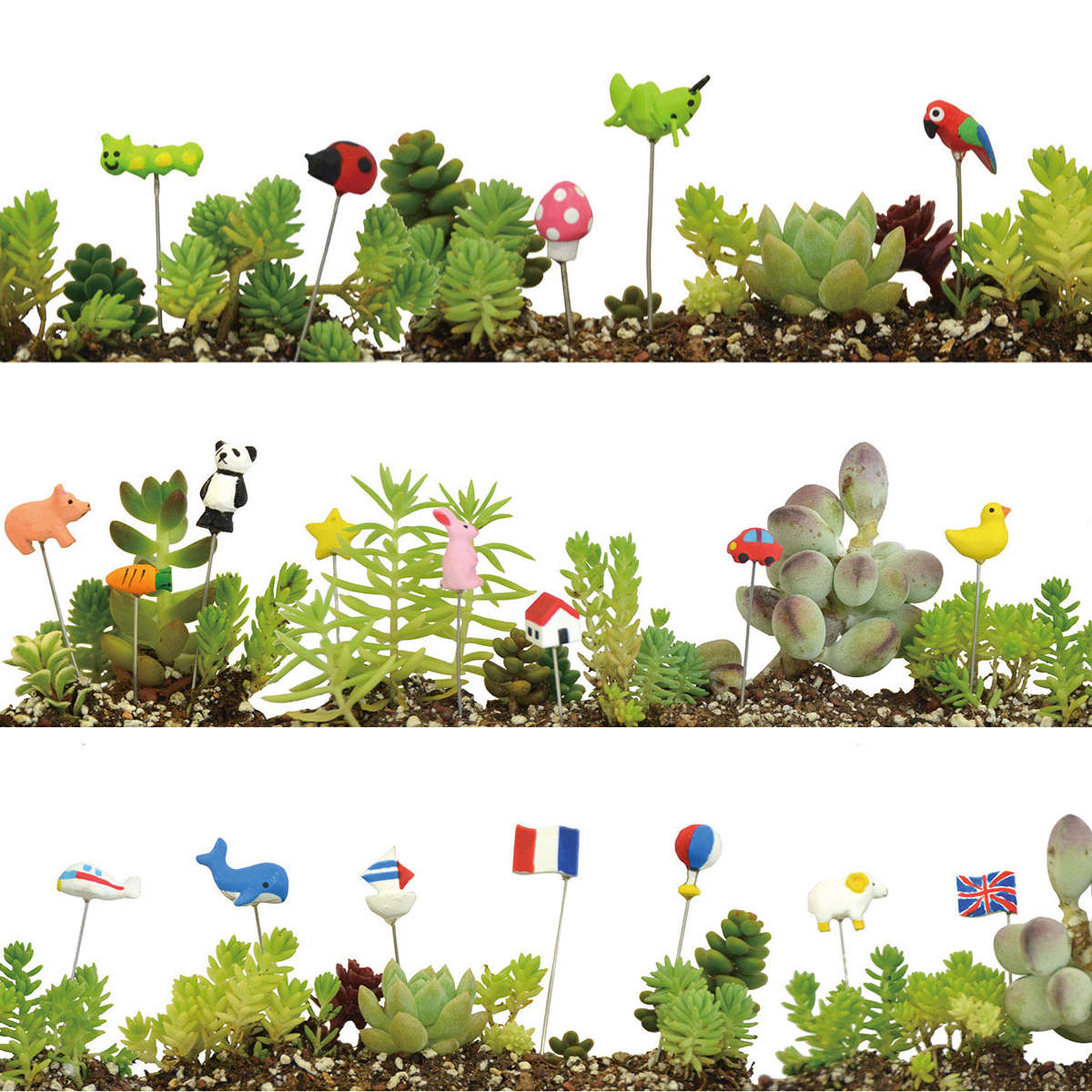 ガーデンピック ミニピック ヒツジ ブタ ウシ 3種セット （ ピック