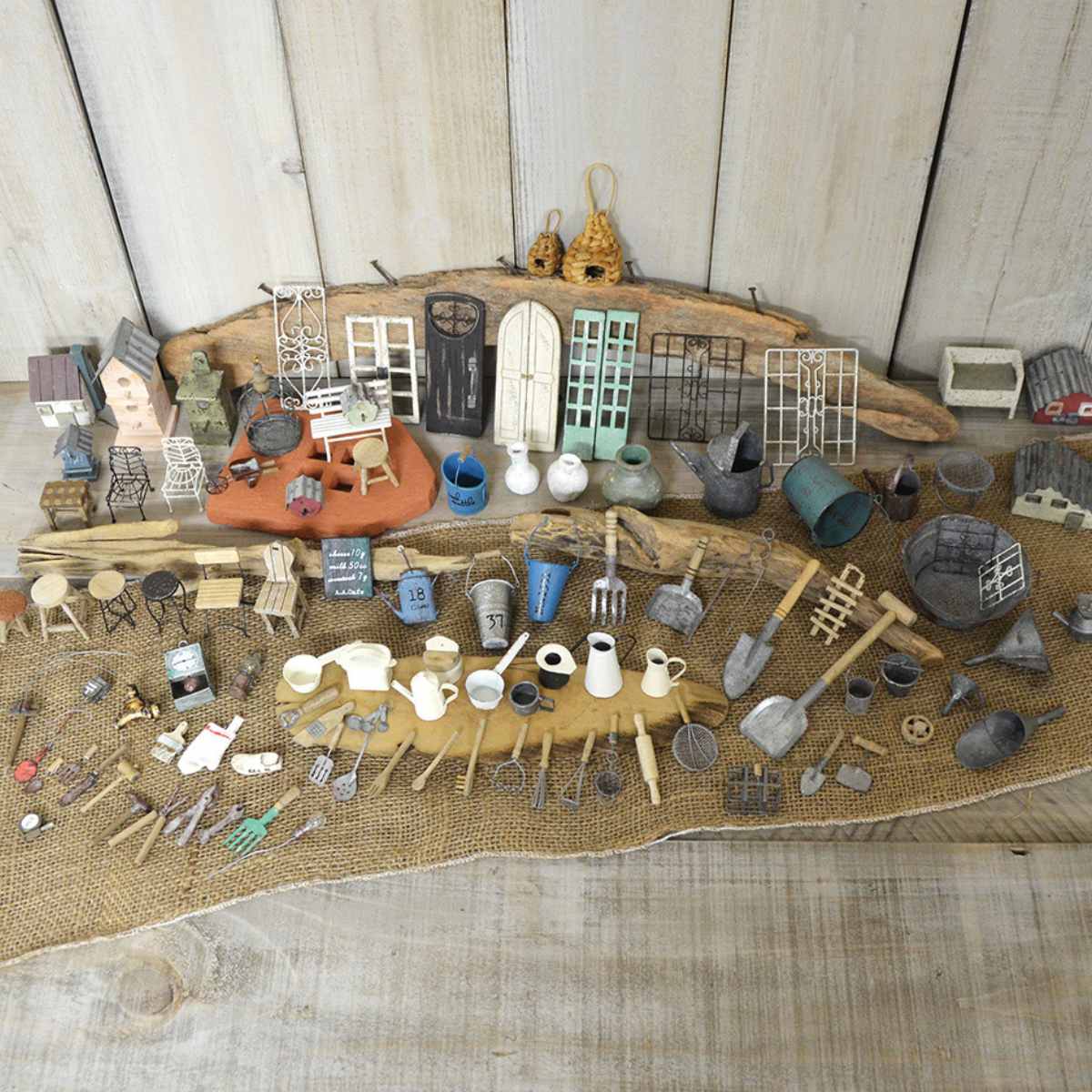 オーナメント ガーデニング 園芸 ミニチュアパーツ 持ち手付きザル