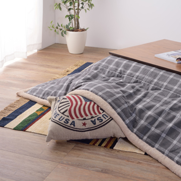 こたつ長方形掛け布団 200cm x 250cm チェック柄 東谷 こたつ布団 薄掛け 190×230cm ウィンドウペンチェック チェック柄