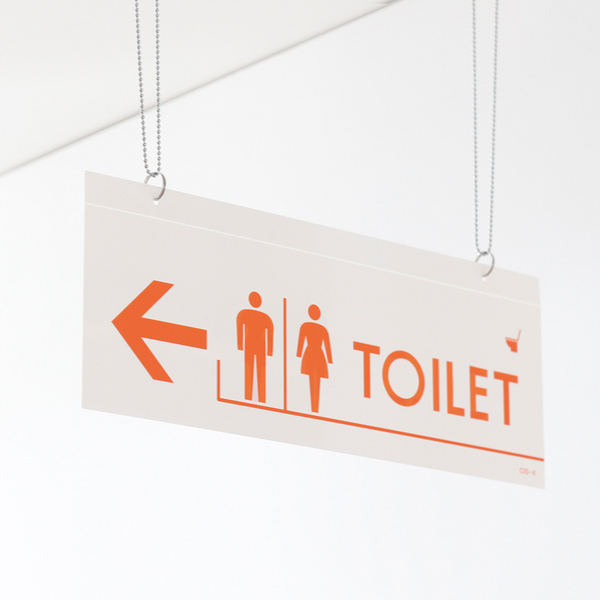 日本緑十字社 イラスト標識 天井用 「 TOILET 」 （ 標識 イラスト