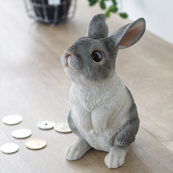 貯金箱 ラビット うさぎ リアル オブジェ 置物 インテリア （ 雑貨