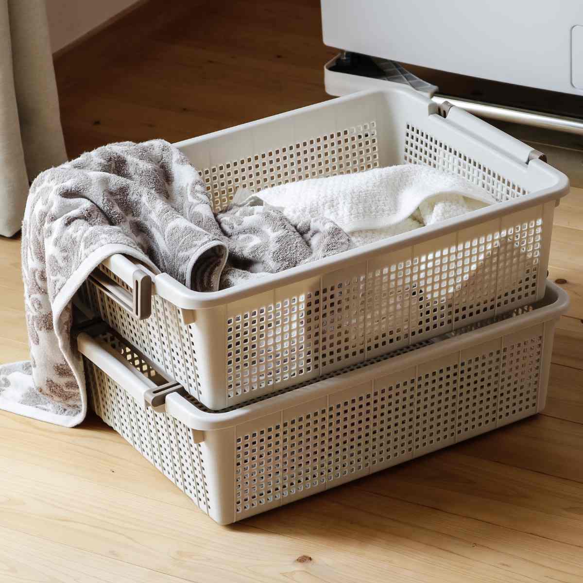 バスケット LS 幅37.6×奥行54×高さ16cm スタッキング 4個セット