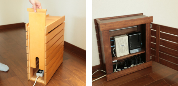 ルーター収納 天然木桐材 モジュールラック ケーブル収納 （ コード