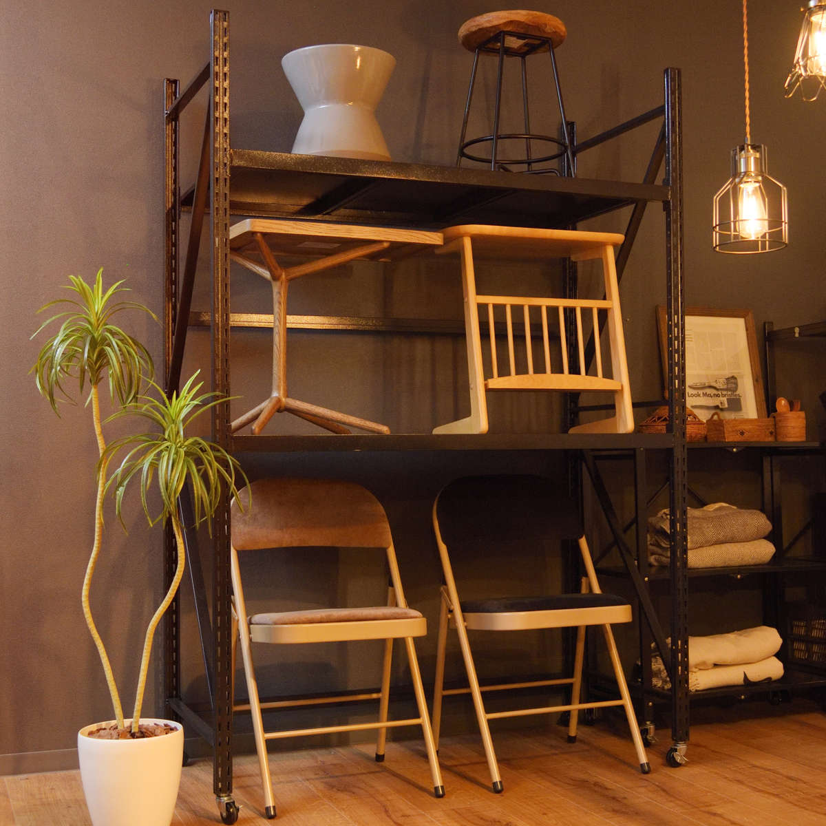 東谷 スチールラック 4段 深型 キャスター付 ボルトレス RALD 幅129cm