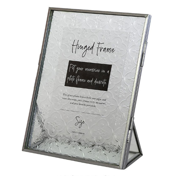 フォトフレーム フラワー ガラス ヒンジドフレーム アンティーク