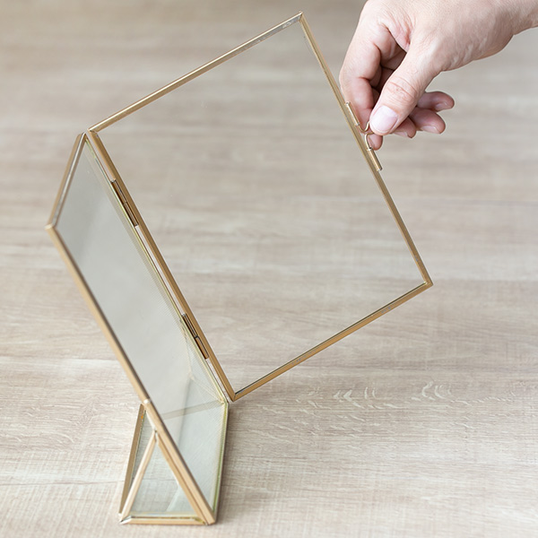 フォトフレーム フラワー ガラス ヒンジドフレーム アンティーク