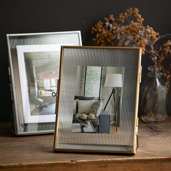 フォトフレーム ピンストライプ ガラス ヒンジドフレーム アンティーク
