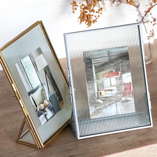 フォトフレーム ピンストライプ ガラス ヒンジドフレーム アンティーク