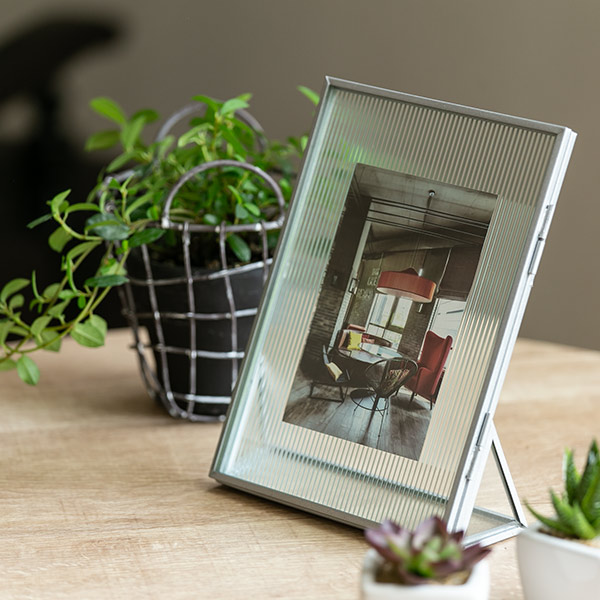 フォトフレーム ピンストライプ ガラス ヒンジドフレーム アンティーク