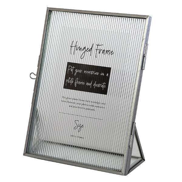 フォトフレーム ピンストライプ ガラス ヒンジドフレーム アンティーク
