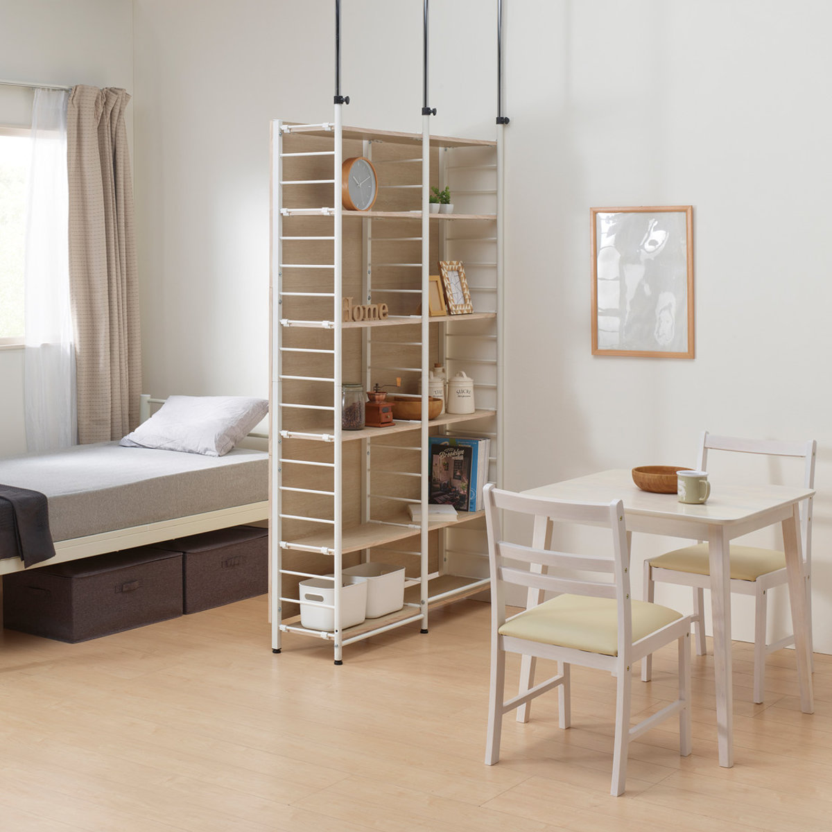 弘益 突っ張り 間仕切りラック 幅117.5cm つっぱり ラック 収納