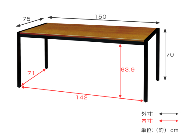 ミーティングテーブル 幅150cm オフィス 会議 テーブル デスク 