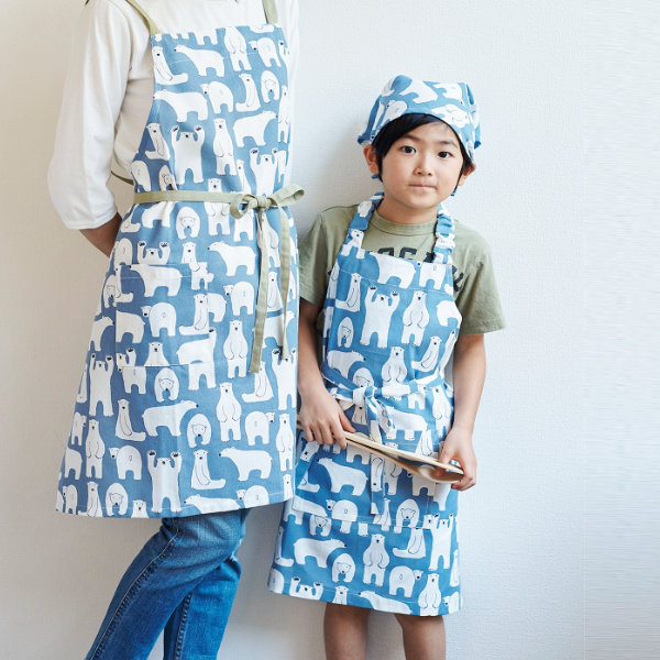 エプロン キッズ 白くま 3点セット コニー 綿 （ 子供用エプロン