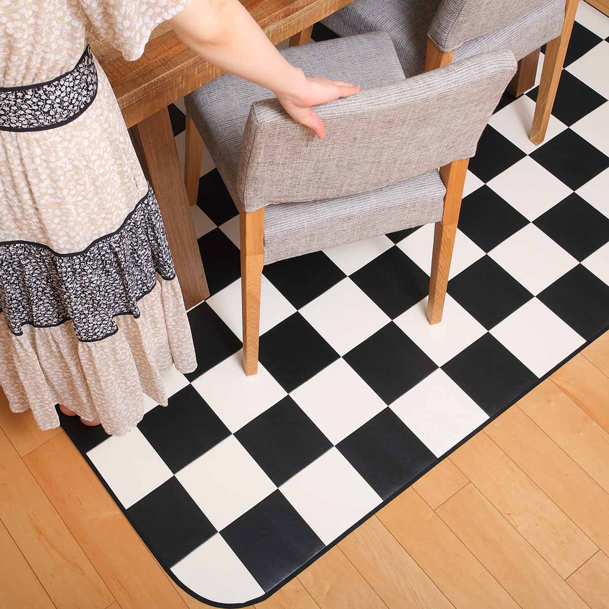 フェデポリマーブル ラグ 182×260cm ラグマット チェッカー 既製サイズ