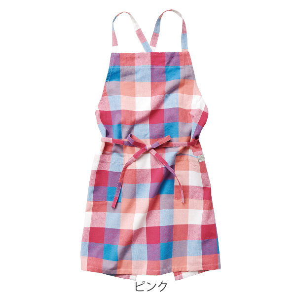 エプロン チェック柄 クロエ 綿100％ （ キッチンエプロン 台所