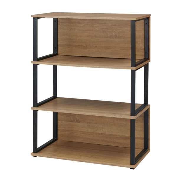 オープンシェルフ 3段 スチールフレーム オフィス収納 幅90cm （ 本棚