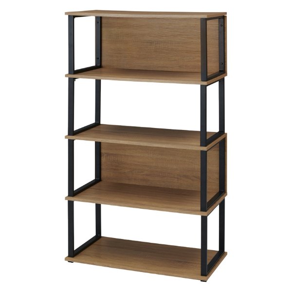 オープンシェルフ 4段 スチールフレーム オフィス収納 幅90cm （ 本棚