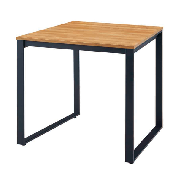 テーブル 幅80cm ナチュラル 木目調 デスク オフィス 正方形 スチール