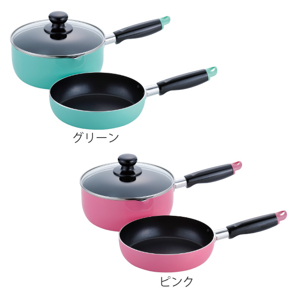 和平フレイズ フライパン 雪平鍋 18cm IH対応 2点セット カラフル