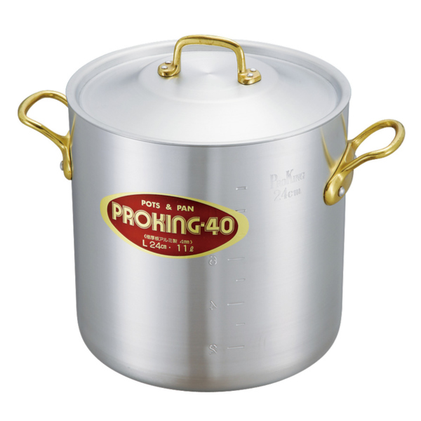 寸胴鍋 24cm 11L ガス火専用 プロキング 業務用 中尾アルミ 両手鍋