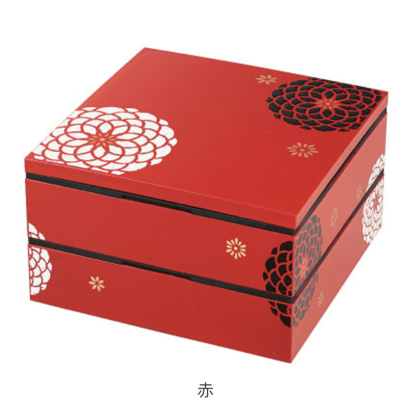 沖縄　やちむん　お重　重ね箱　2段重ね　北窯 HAKOYA 重箱 弁当箱 2段 2800ml 2人 3人 19.5cm角 二段重 百華 （ お重