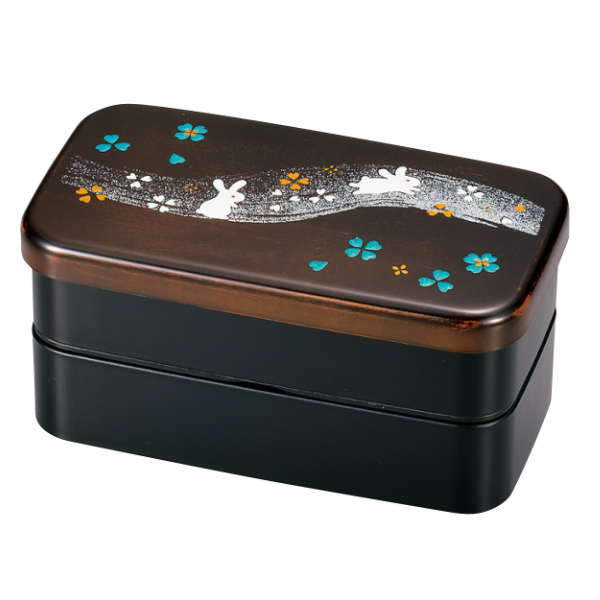 お弁当箱 2段 1000ml 長角 木目 野遊びうさぎ HAKOYA （ 弁当箱 ランチ