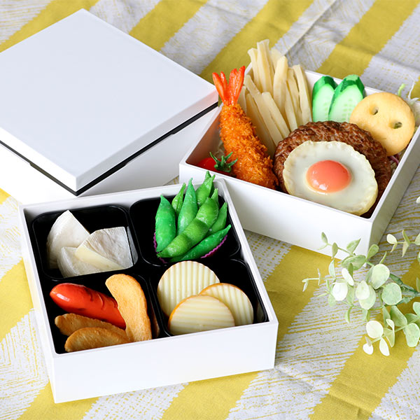 三段弁当重箱 HAKOYA 弁当箱 重箱 3段 2100ml 2人 3人用 15cm 角 三段重 ホワイト