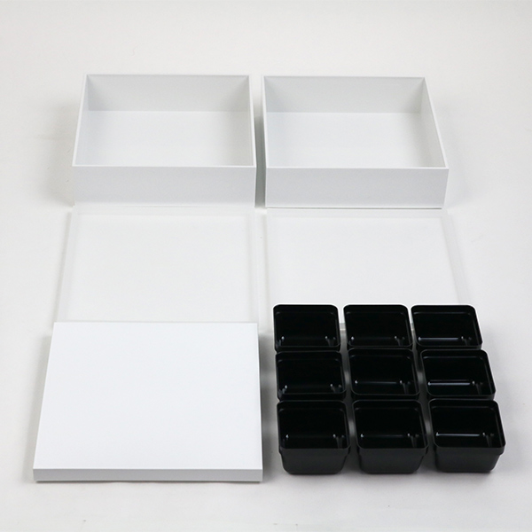 HAKOYA 弁当箱 重箱 2段 3400ml 3人 4人用 21cm 角 二段重 ホワイト