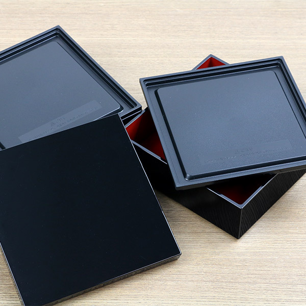 HAKOYA 弁当箱 重箱 3段 3900ml 4人 5人用 18cm 角 三段重 黒内朱