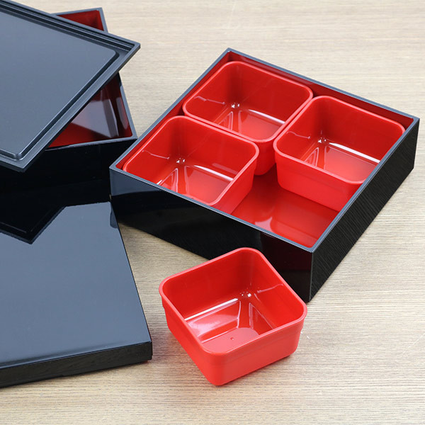 HAKOYA 弁当箱 重箱 3段 3900ml 4人 5人用 18cm 角 三段重 黒内朱