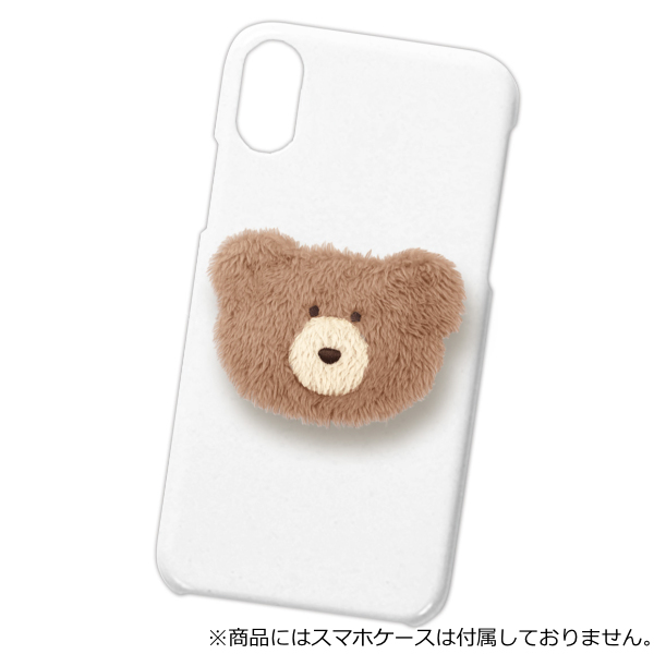 スマホグリップ モコモカ くま （ かわいい 落下防止 イヤホン収納
