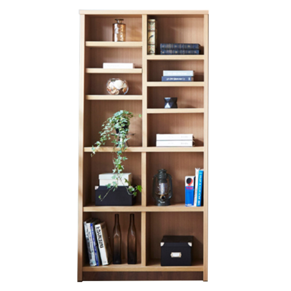 本棚 木製 ブックシェルフ 強化棚板 日本製 幅87cm 高さ180cm （ 壁面