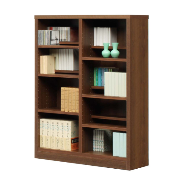 木製本棚 本棚 木製 コミックシェルフ 前後分割可動棚 日本製 幅90cm 高さ120cm