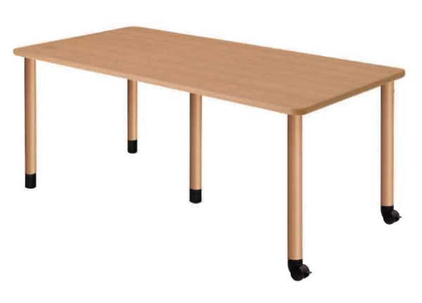 テーブル 幅180cm 固定脚 キャスター脚 高さ調節 長方形 角型 メラミン 施設 介護 オフィス （ 幅 180 福祉 高さ調整 3段階 継ぎ脚  机 ダイニングテーブル ）