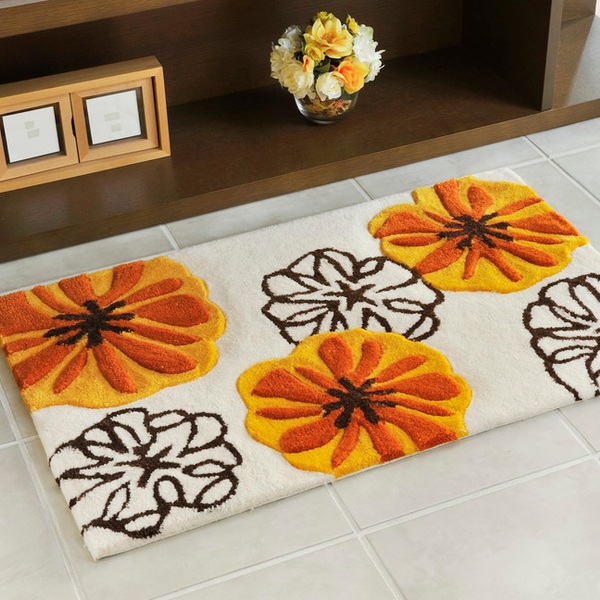 玄関マット 屋内用 マリア 70x120cm （ マット 玄関 室内 部屋 花柄