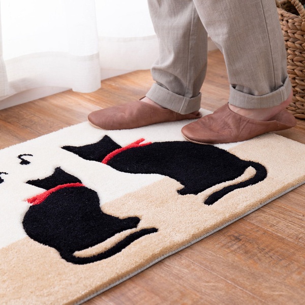 DDP シャギー ラグ 黒猫 キャットシルエット ミニマット アクセント 楽天市場】玄関マット 屋内用 キャット 45x75cm （ 送料無料 マット