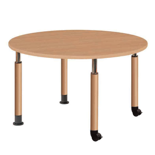 昇降式テーブル 幅120cm 円形 高さ調節 固定脚 キャスター脚 介護施設