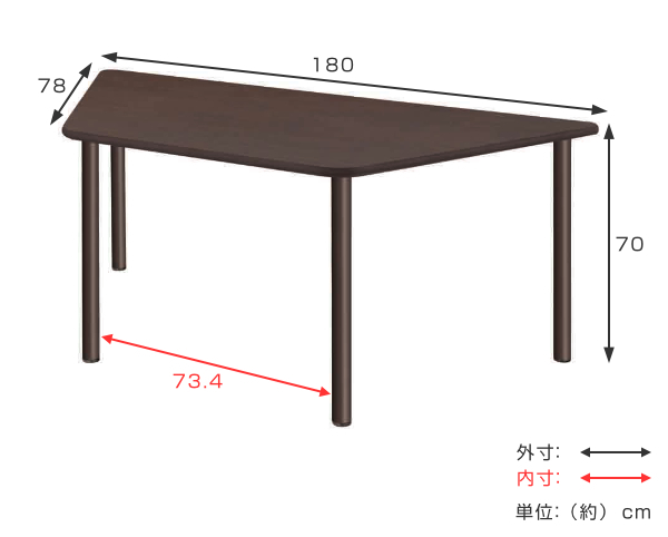 スタンダードテーブル 幅180cm 台形 介護 UFT-4SD9018 （ テーブル 机 つくえ ダイニングテーブル デスク 福祉 オフィス 作業机  作業台 介護用品 介護用 ） : 373845 : リビングート ヤフー店 - 通販 - Yahoo!ショッピング