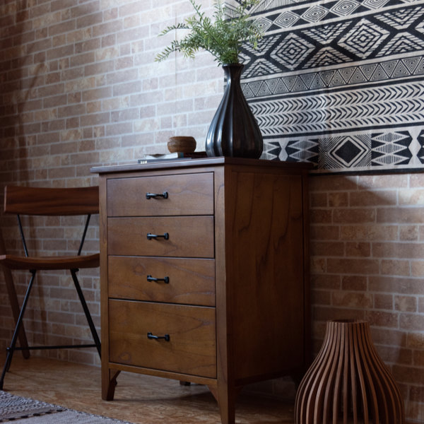 ミニチェスト 4段 天然木 エスニック調 Timber 幅60cm （ 収納