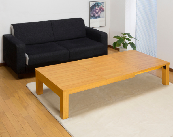 サン・ハーベスト リビングテーブル 伸縮 幅120〜180cm 6人用 伸縮ロー