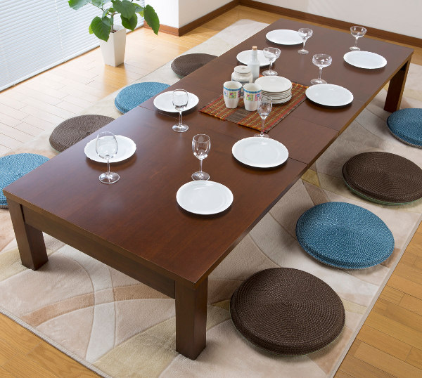 サン・ハーベスト リビングテーブル 伸縮 幅145〜205cm 8人用 伸縮ロー