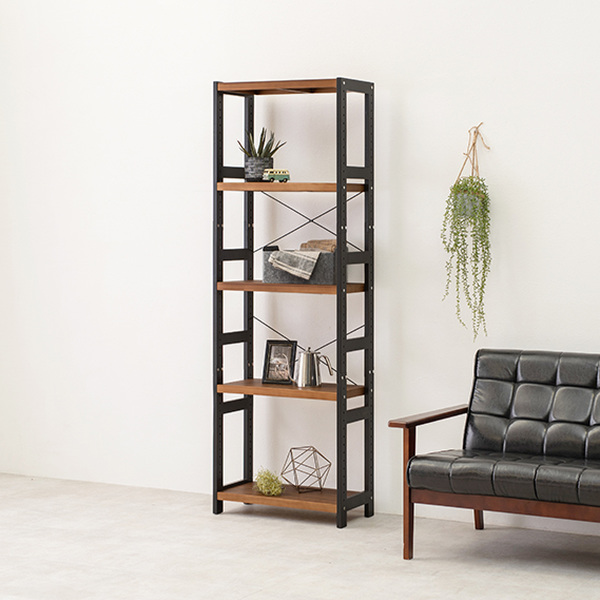 ナチュラルウッド 5段オープンシェルフ オープンラック 5段 木製 フリーラック 幅60cm （ 木製ラック シェルフ