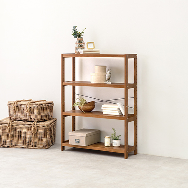 オープンラック 4段 ワイド 木製 フリーラック 幅90cm （ 木製ラック