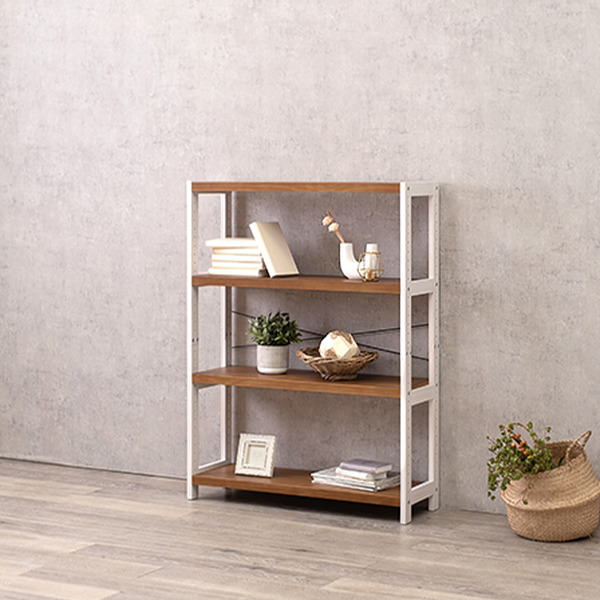 オープンラック 4段 ワイド 木製 フリーラック 幅90cm （ 木製ラック