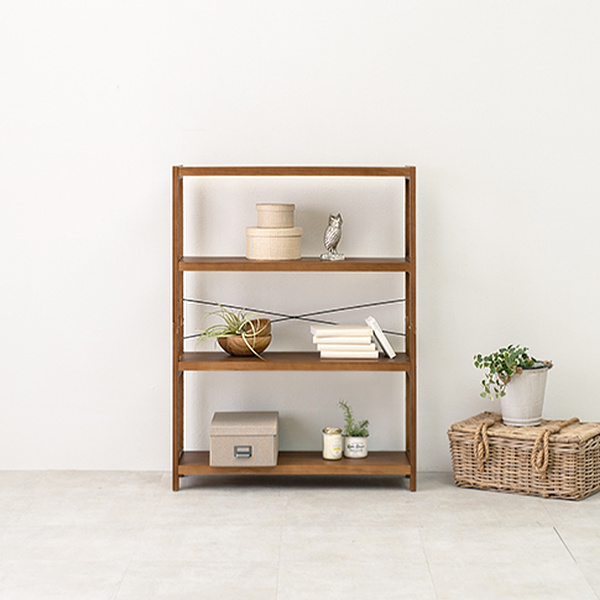 オープンラック 4段 ワイド 木製 フリーラック 幅90cm （ 木製ラック