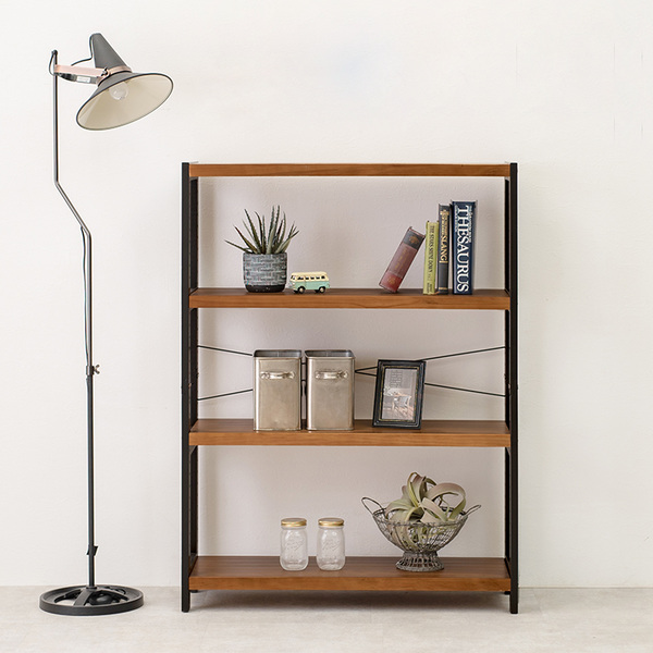 オープンラック 4段 ワイド 木製 フリーラック 幅90cm （ 木製ラック