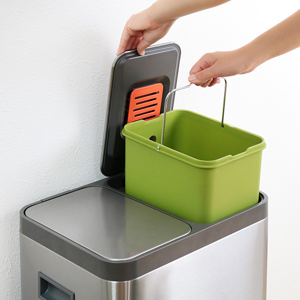 2-COMPARTMENT BIN 30/ステンレス ゴミ箱 15L×2（ダストボックス