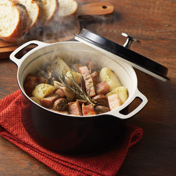 パール金属 両手鍋 18cm IH対応 無水調理ができるセラミック加工鍋