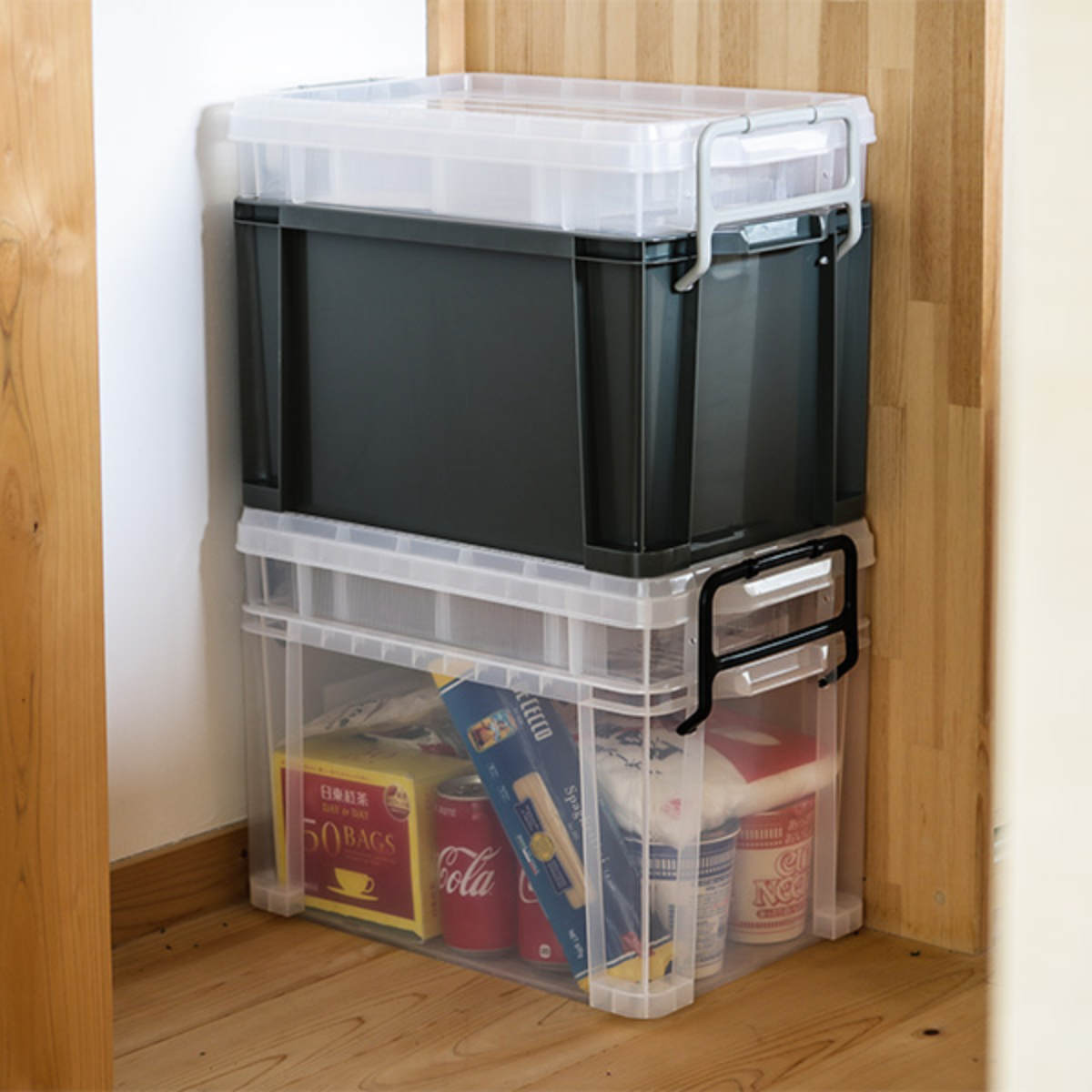 JEJアステージ 収納ボックス 幅37.9×奥行54.5×高さ39cm 2段 NW （ フタ