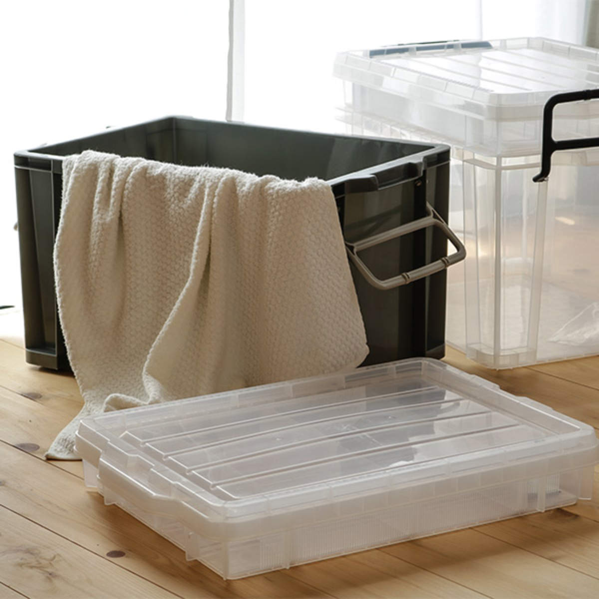 JEJアステージ 収納ボックス 幅37.9×奥行54.5×高さ39cm 2段 NW （ フタ